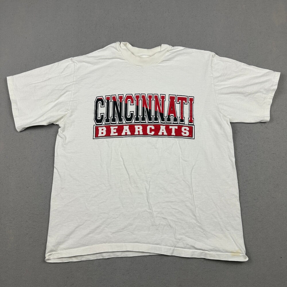 Cincinnati Bearcats Shirt Men XL White Short Sleeve Single Stitch NCAA USA *